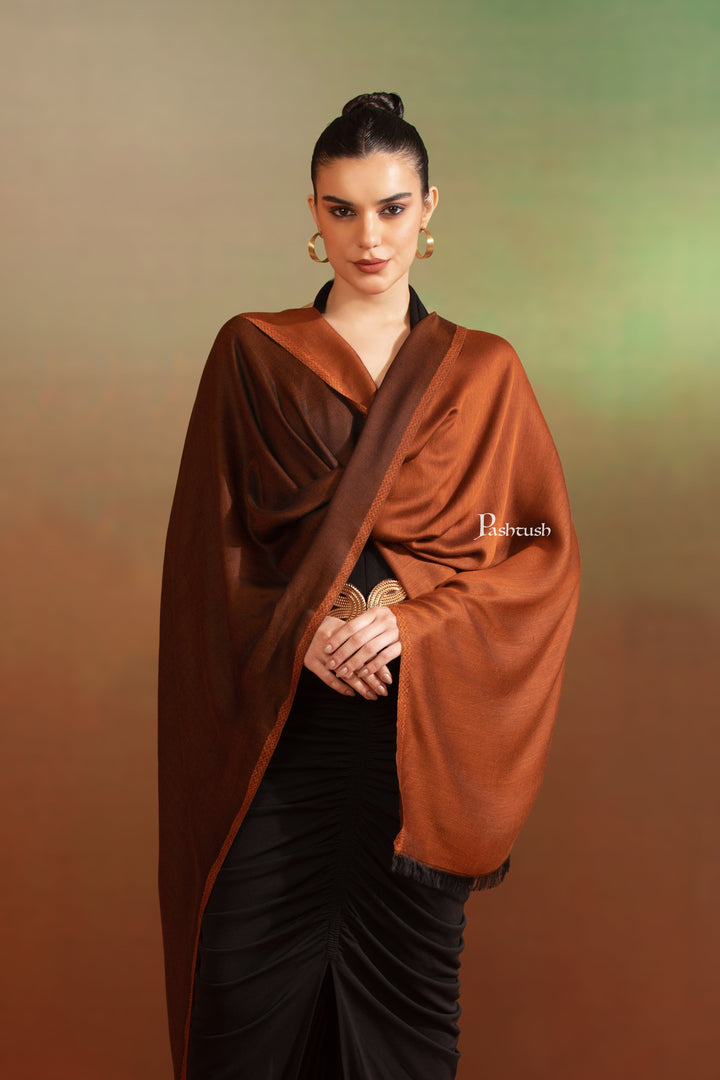 Pashtush India Womens Stoles and Scarves Scarf Pashtush Womens Extra Fine Wool Stole,  Design, Dark Grey