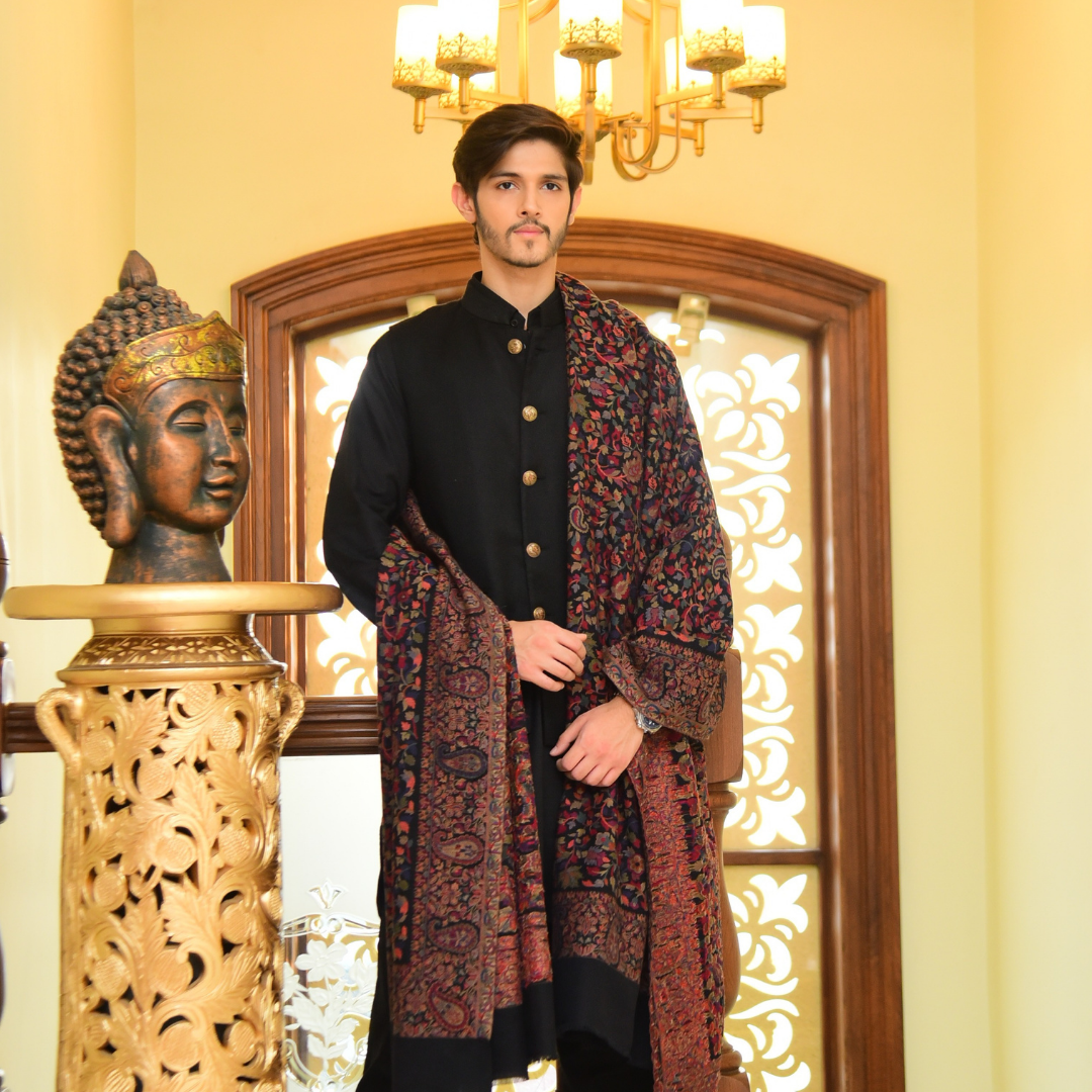 Pashtush Womens Fine Soft Bamboo Stole, Shikaardar Print Design