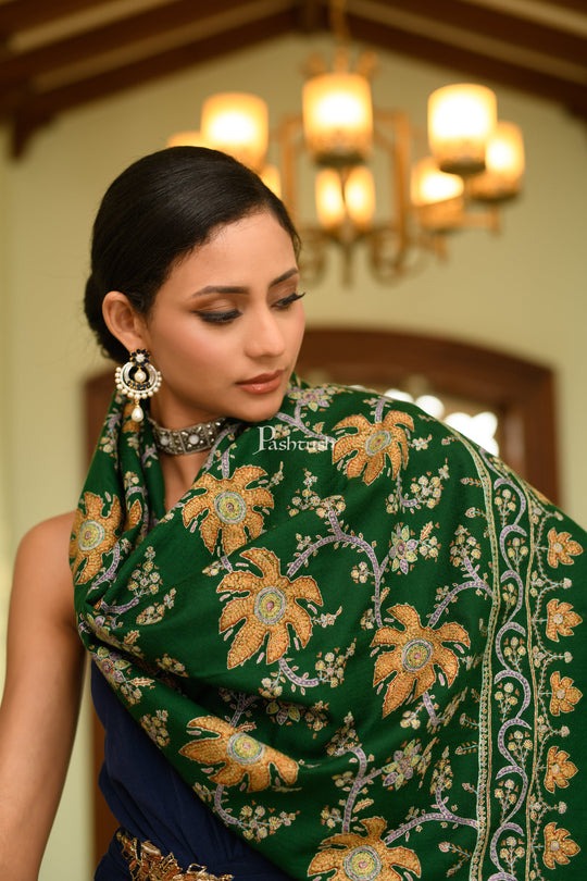 Pashtush Womens Fine Soft Bamboo Stole, Shikaardar Print Design