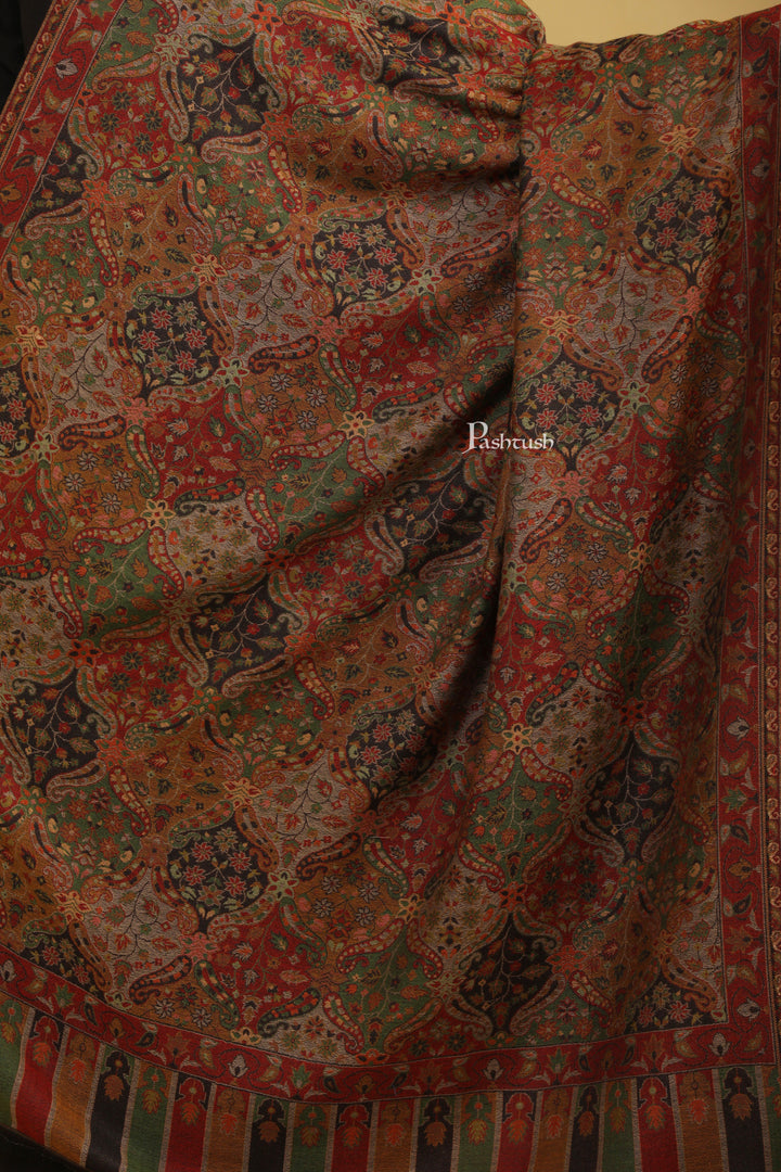 Pashtush Womens Faux Pashmina Stole, Ethnic Weave, Multicolour