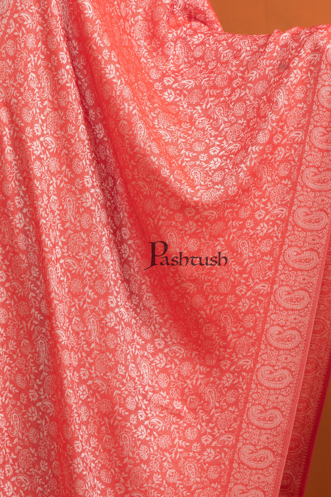 Pashtush Womens Bamboo Stole, Pasiley Weave Design, Red