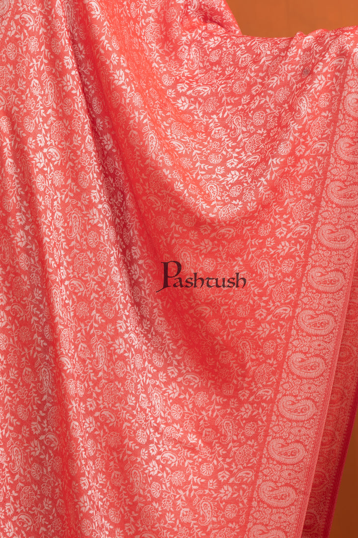 Pashtush Womens Bamboo Stole, Pasiley Weave Design, Red