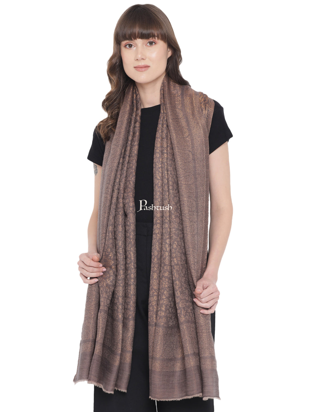 Pashtush Womens Twilight Collection Shawl, With Metallic Weave, Fine Wool, Taupe