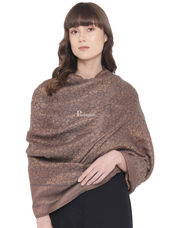 Pashtush Womens Twilight Collection Shawl, With Metallic Weave, Fine Wool, Taupe