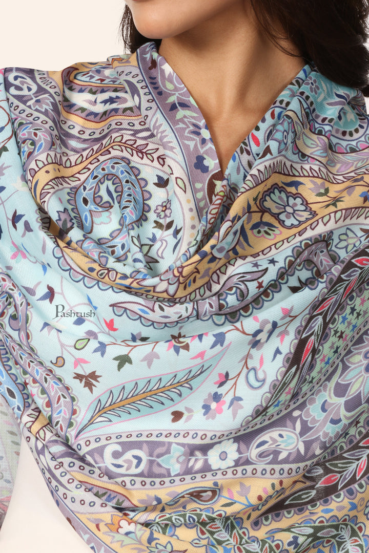 Pashtush Womens Stole, Soft Bamboo, Printed Paisley, Multicoloured