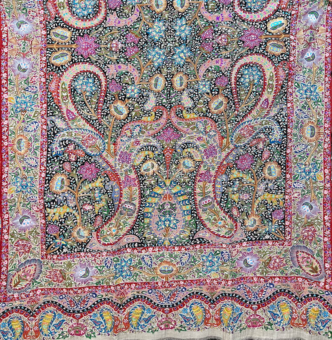 Pashtush Womens Pashmina Shawl, Handmade Kalamkari, Multicoloured