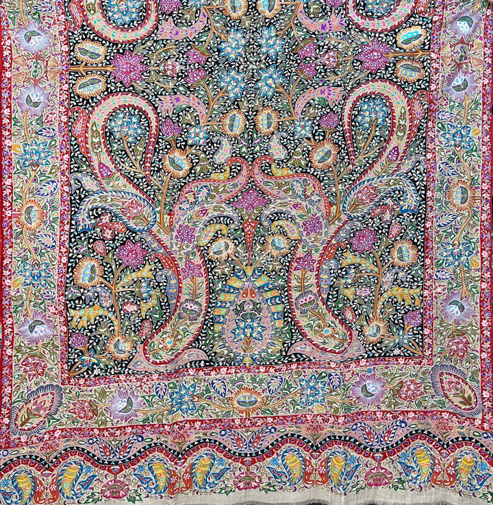Pashtush Womens Pashmina Shawl, Handmade Kalamkari, Multicoloured