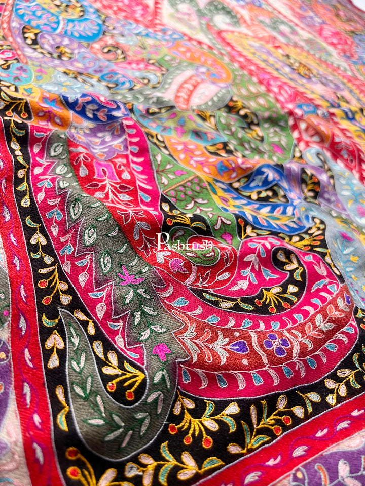 Pashtush Womens Pashmina Shawl, Handmade Kalamkari, Multicoloured