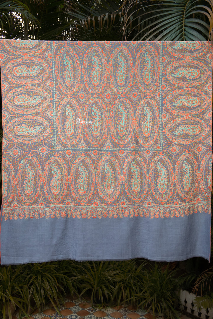 Pashtush Womens Pure Pashmina Shawl, Muted Blue