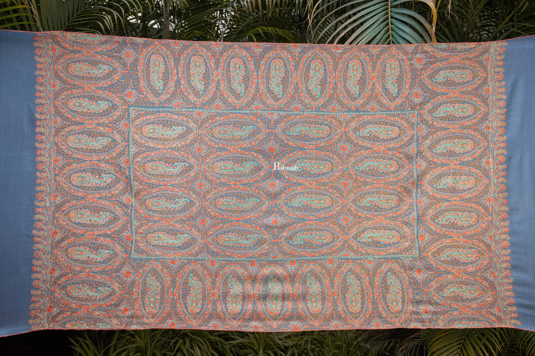 Pashtush Womens Pure Pashmina Shawl, Muted Blue
