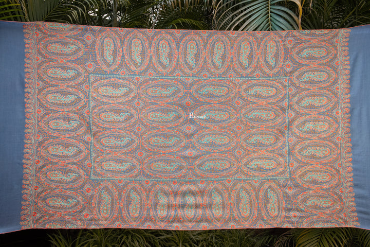 Pashtush Womens Pure Pashmina Shawl, Muted Blue