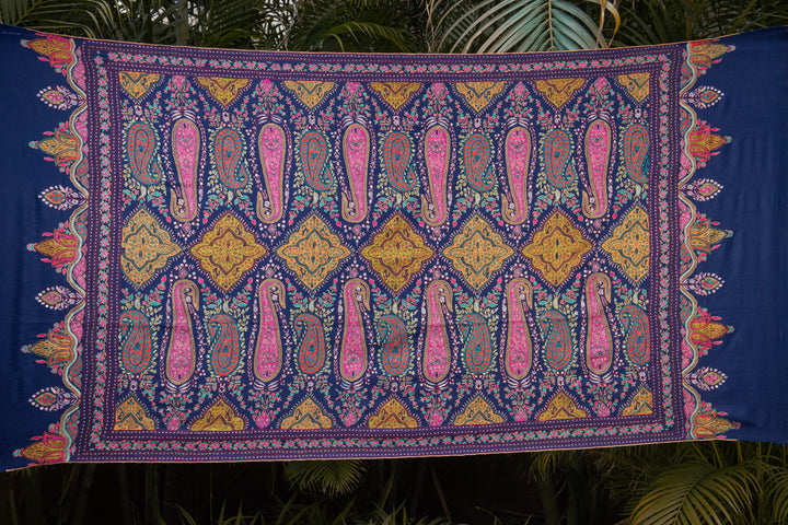 Pashtush Womens Pure Pashmina Shawl, Navy Blue