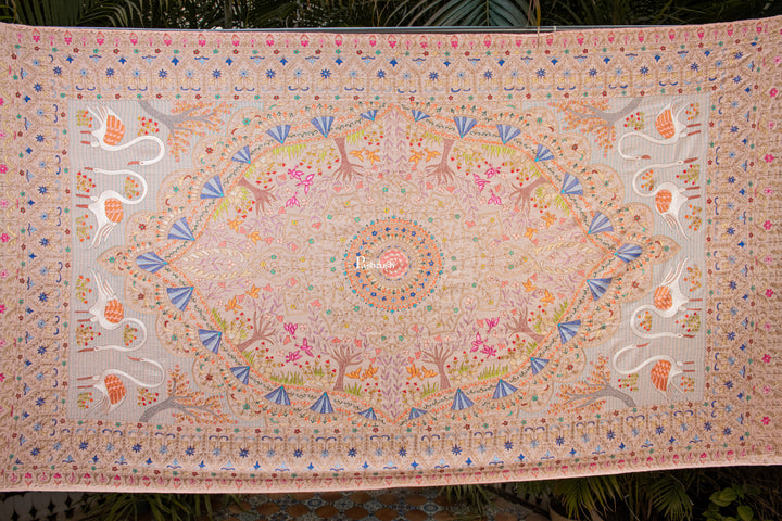 Pashtush Womens Pure Pashmina Shawl, Peach