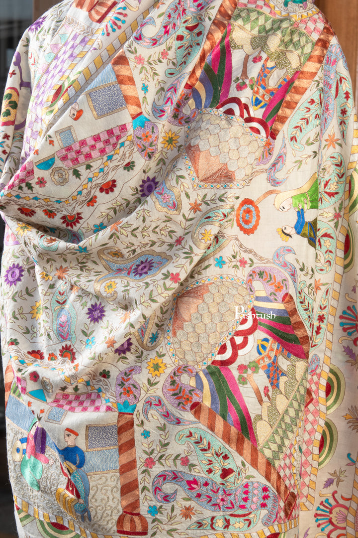 Pashtush Mens Pure Pashmina Shawl, Multicolour