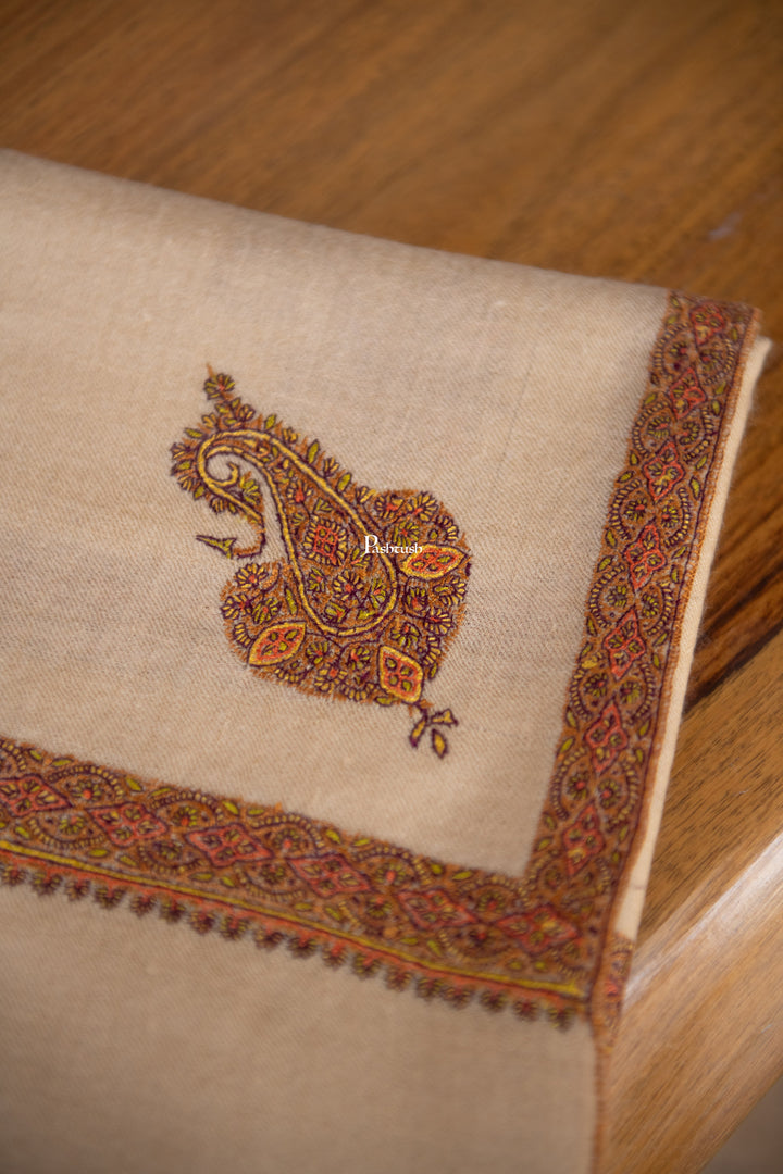 Pashtush Mens Pure Pashmina Shawl, Beige
