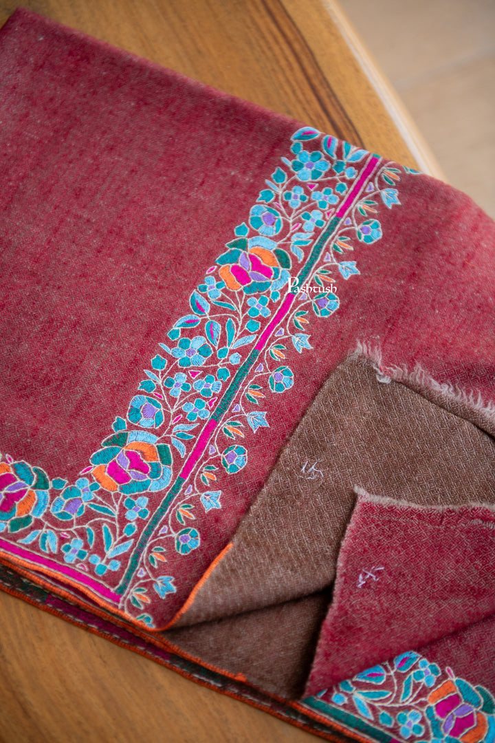 Pashtush Womens Pure Pashmina Shawl, Maroon