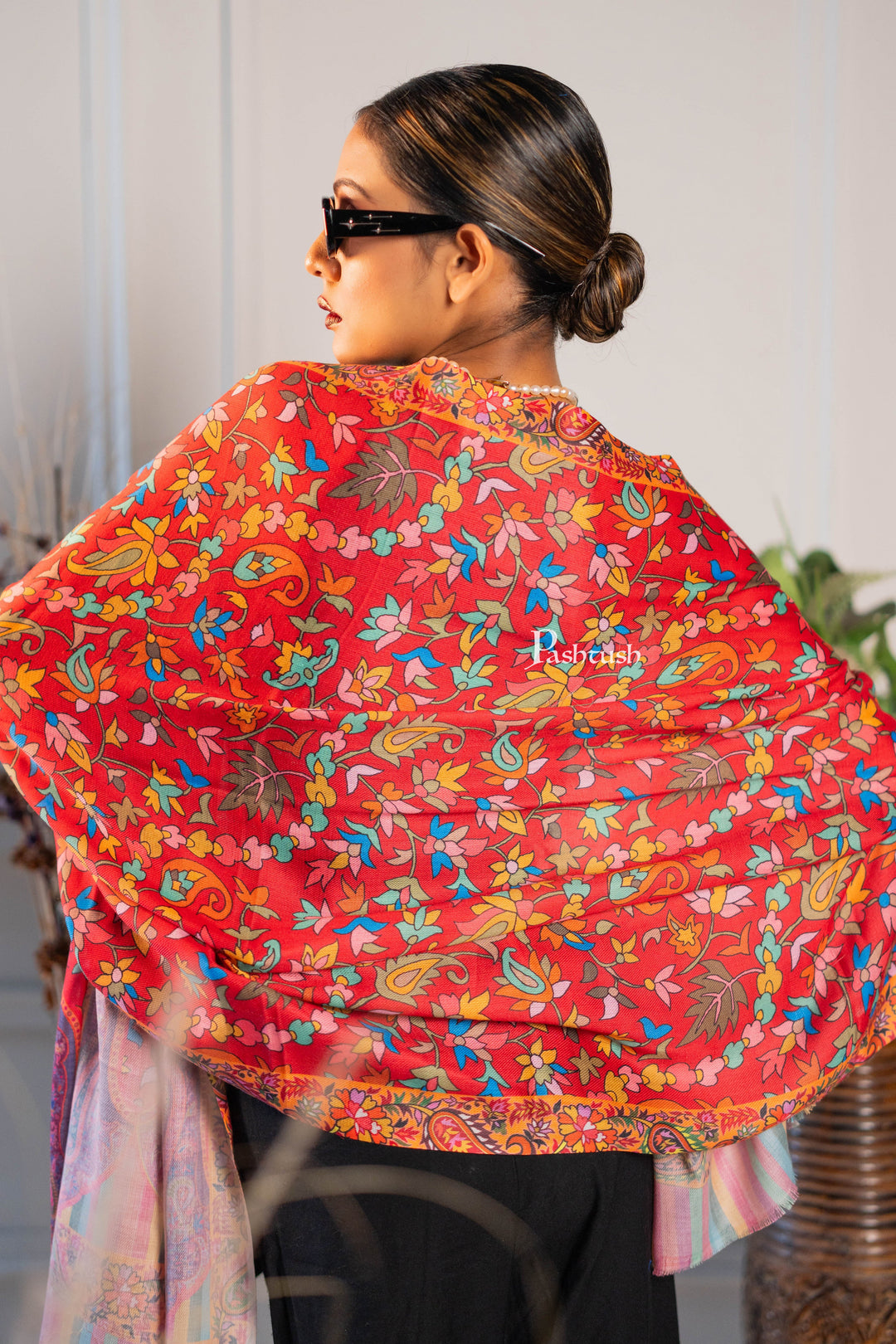 Pashtush Womens Bamboo Stole, Pasiley Print Design, Multicolour