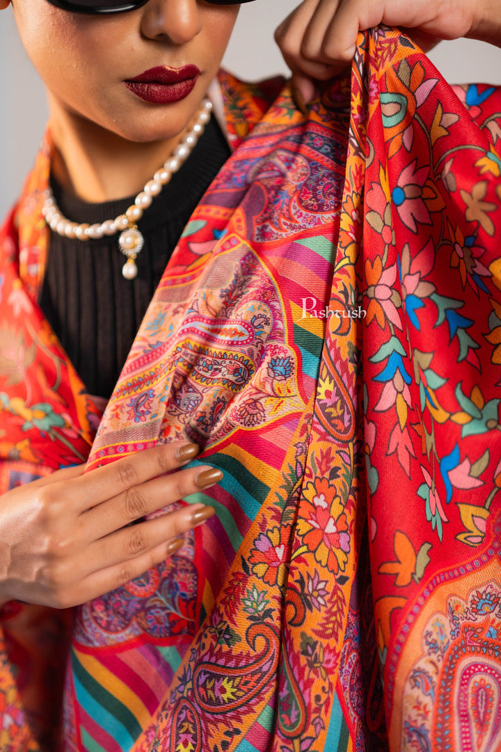 Pashtush Womens Bamboo Stole, Pasiley Print Design, Multicolour