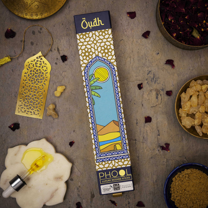 Pashtush India Gift Pack Pashtush Gift Set of Jamawar Shawl with Phool Oudh Incense Sticks, Premium Gift Box Packaging