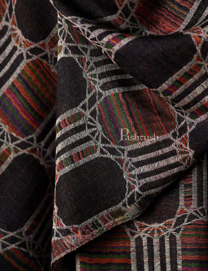 Pashtush India Gift Pack Pashtush His and Her Gift Set of 10% Pure Wool Stoles, Black and Biege, Packaged in Keepsake Wooden Chester Gift Box
