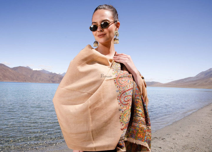 Pashtush India Gift Pack Pashtush His and Her Gift Set of 10% Pure Wool Stoles, Black and Biege, Packaged in Keepsake Wooden Chester Gift Box