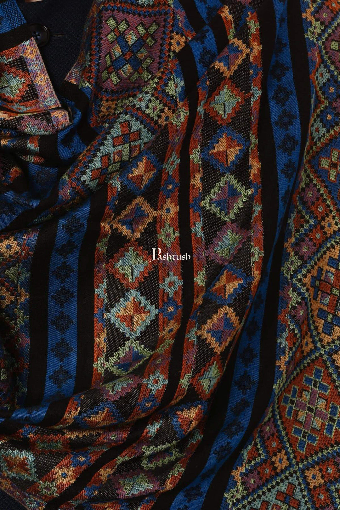 Pashtush India Gift Pack Pashtush His And Her Gift Set Of Bamboo Weave Stoles With Premium Gift Box Packaging, Blue and Red