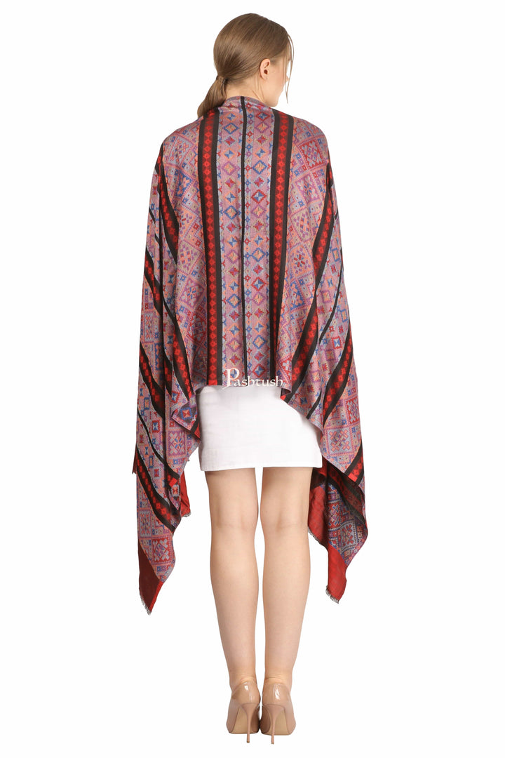 Pashtush India Gift Pack Pashtush His And Her Gift Set Of Bamboo Weave Stoles With Premium Gift Box Packaging, Blue and Red