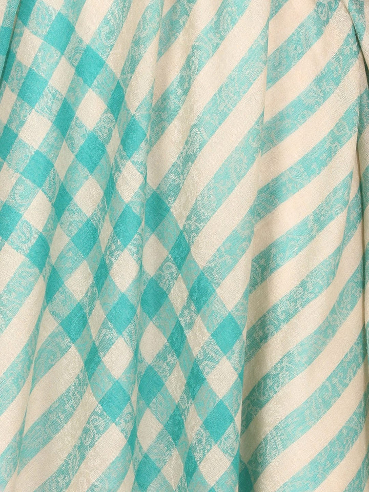 Pashtush India Gift Pack Pashtush His And Her Gift Set Of Check-Stripe Stoles With Premium Gift Box Packaging, Black and Sea Green