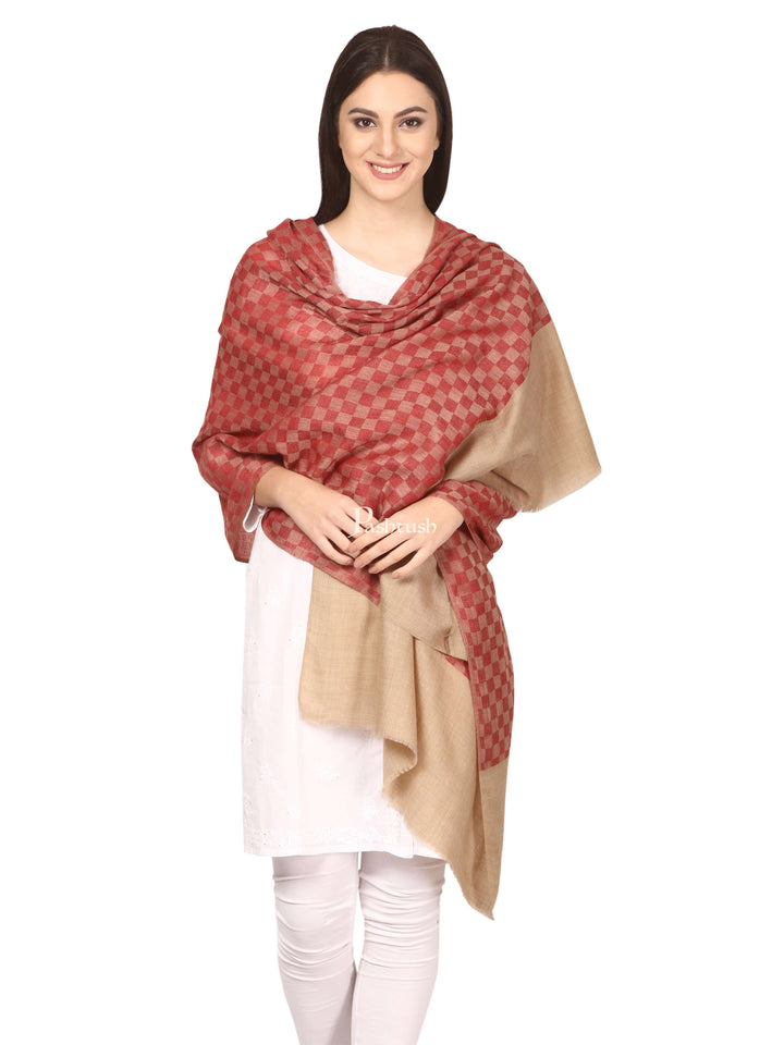 Pashtush India Gift Pack Pashtush His And Her Gift Set Of Checkered Stoles With Premium Gift Box Packaging, Black and Maroon