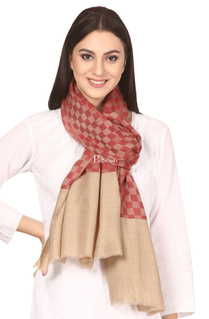 Pashtush India Gift Pack Pashtush His And Her Gift Set Of Checkered Stoles With Premium Gift Box Packaging, Black and Maroon