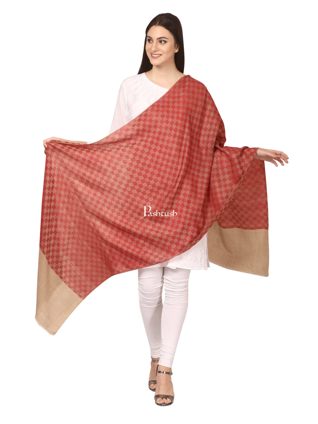 Pashtush India Gift Pack Pashtush His And Her Gift Set Of Checkered Stoles With Premium Gift Box Packaging, Black and Maroon