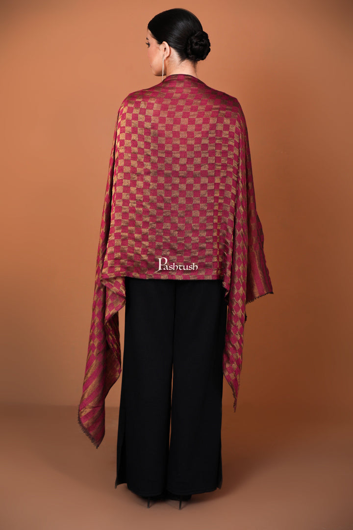 Pashtush India Gift Pack Pashtush His And Her Gift Set Of Checkered Twilight Stoles With Premium Gift Box Packaging, Royal Blue and Pink