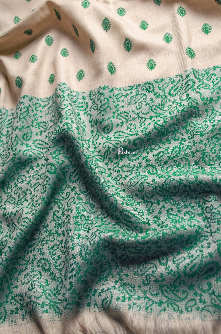 Pashtush India Gift Pack Pashtush His And Her Gift Set Of Embroidery Stole And Shawl With Premium Gift Box Packaging, Green and Espresso