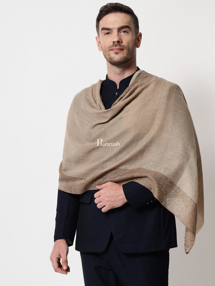 Pashtush India Gift Pack Pashtush His And Her Gift Set Of Extra Fine Wool Stole and Shawl With Premium Gift Box Packaging, Beige