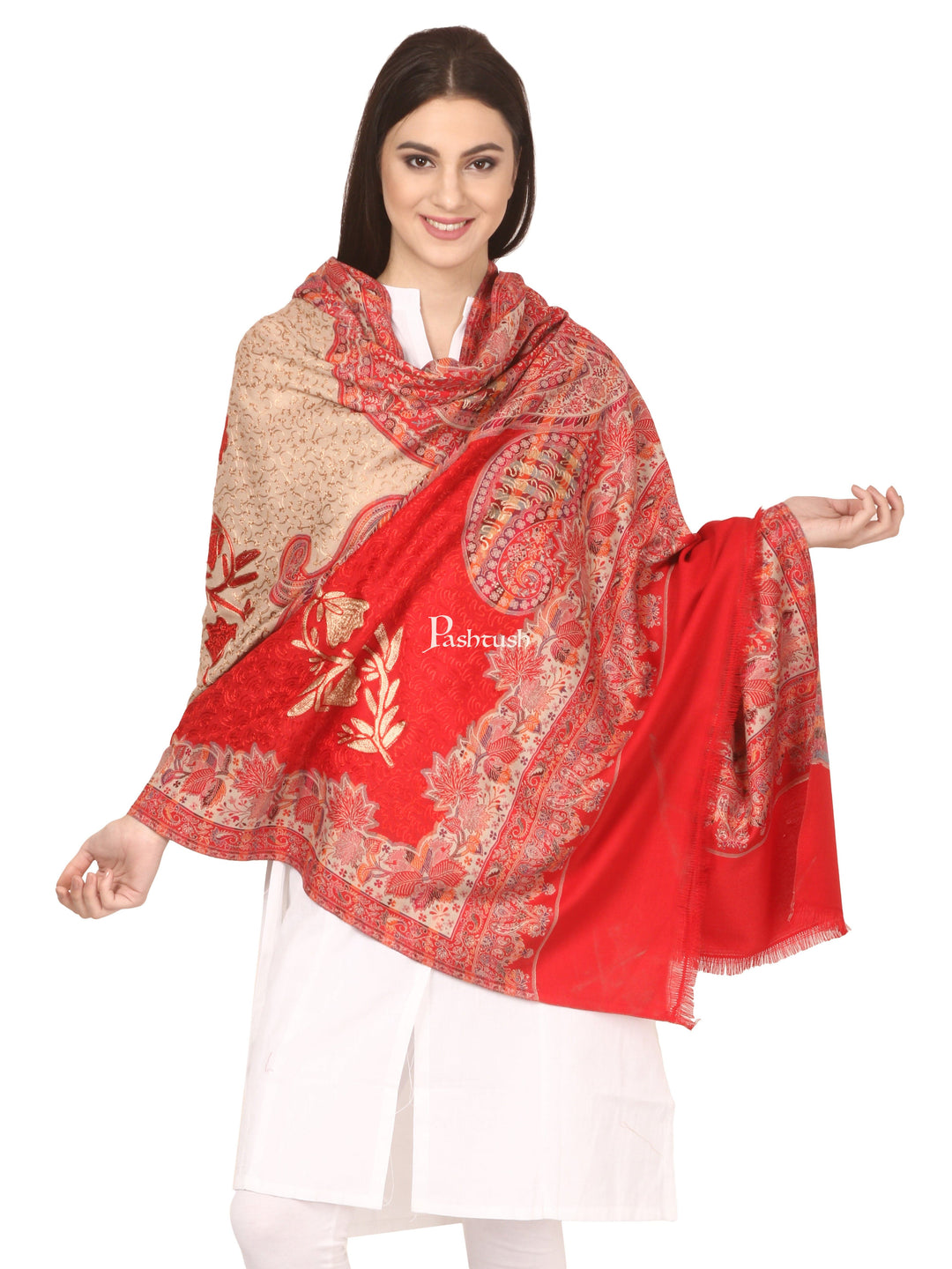 Pashtush India Gift Pack Pashtush His And Her Gift Set Of Fine Ethnic Palla Stole And Shawl With Premium Gift Box Packaging, Black and Beige