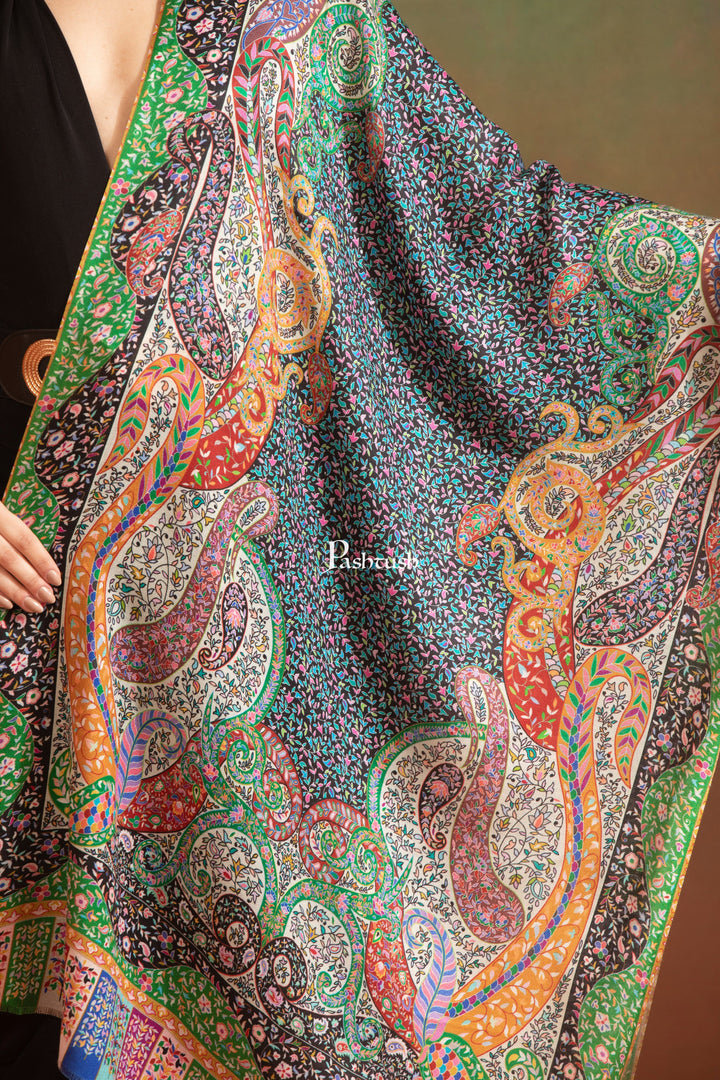 Pashtush India Gift Pack Pashtush His And Her Gift Set Of Fine Wool Self Stole and Bamboo Stole With Premium Gift Box Packaging, Purple and Multicolour