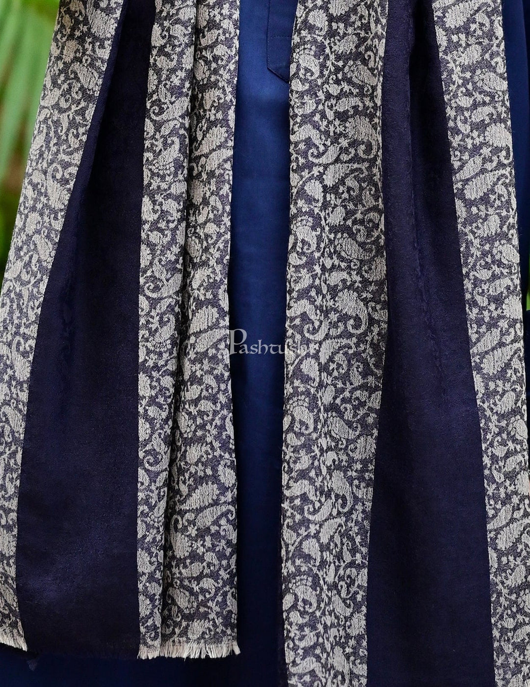 Pashtush India Gift Pack Pashtush His And Her Gift Set Of Fine Wool Stole and Embroidery Shawl With Premium Gift Box Packaging, Navy Blue and Majenta