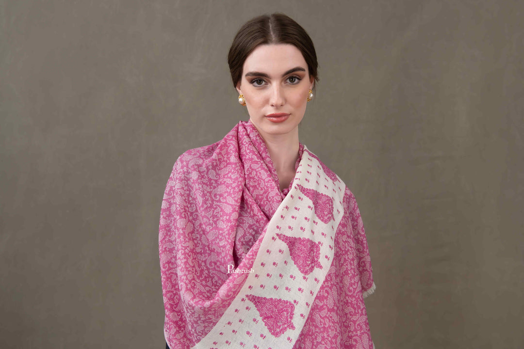 Pashtush India Gift Pack Pashtush His And Her Gift Set Of Fine Wool Stole and Embroidery Shawl With Premium Gift Box Packaging, Navy Blue and Majenta