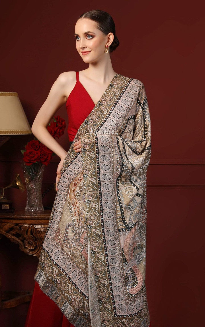 Pashtush India Gift Pack Pashtush His and Her Gift Set of Fine Wool Stole and Womens Bamboo Stole, Multicoloured, Packaged in Keepsake Wooden Chester Gift Box