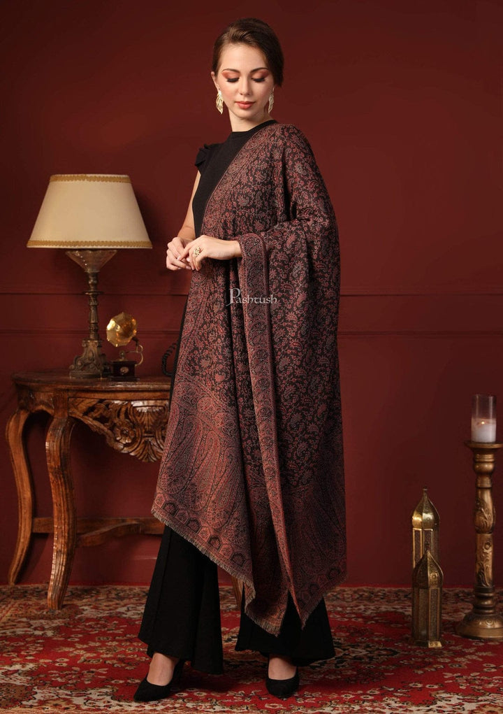 Pashtush India Gift Pack Pashtush His And Her Gift Set of Fine Wool Stoles, Premium Gift Box Packaging, Beige and Black