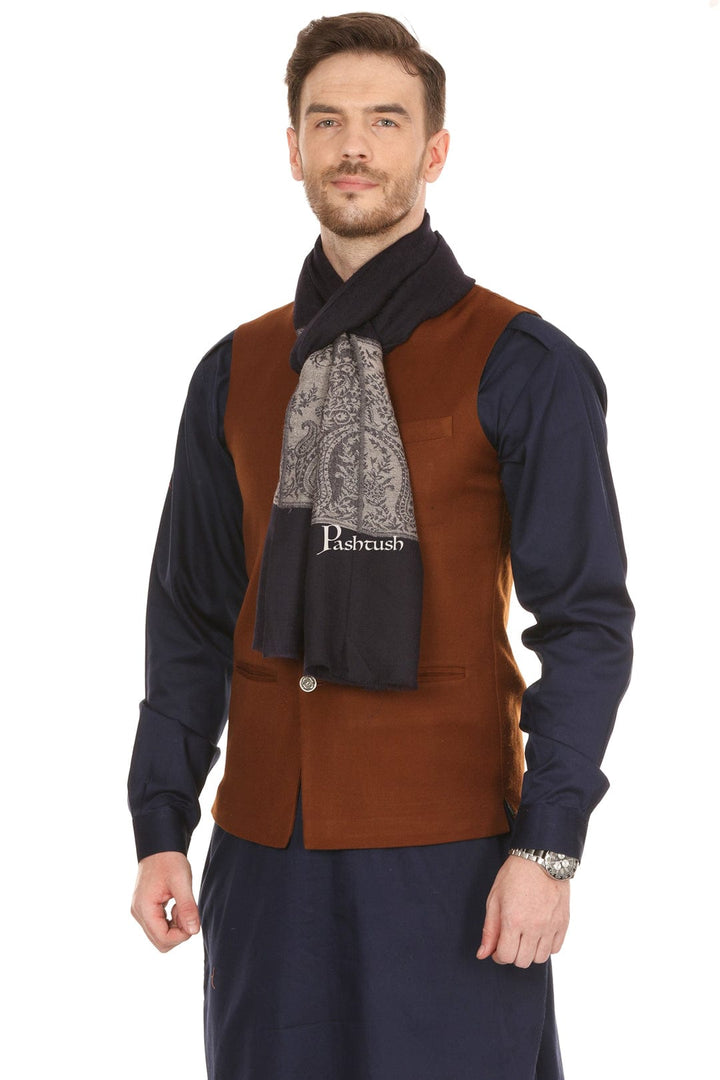 Pashtush India Gift Pack Pashtush His And Her Gift Set of Fine Wool Stoles, Premium Gift Box Packaging, Black and Beige