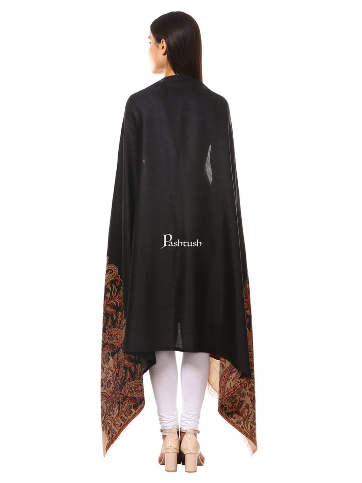 Pashtush India Gift Pack Pashtush His And Her Gift Set of Mens 100% Pure Wool Lohi and Womens Jacquard Palla Shawl, Premium Gift Box Packaging, Beige and Black