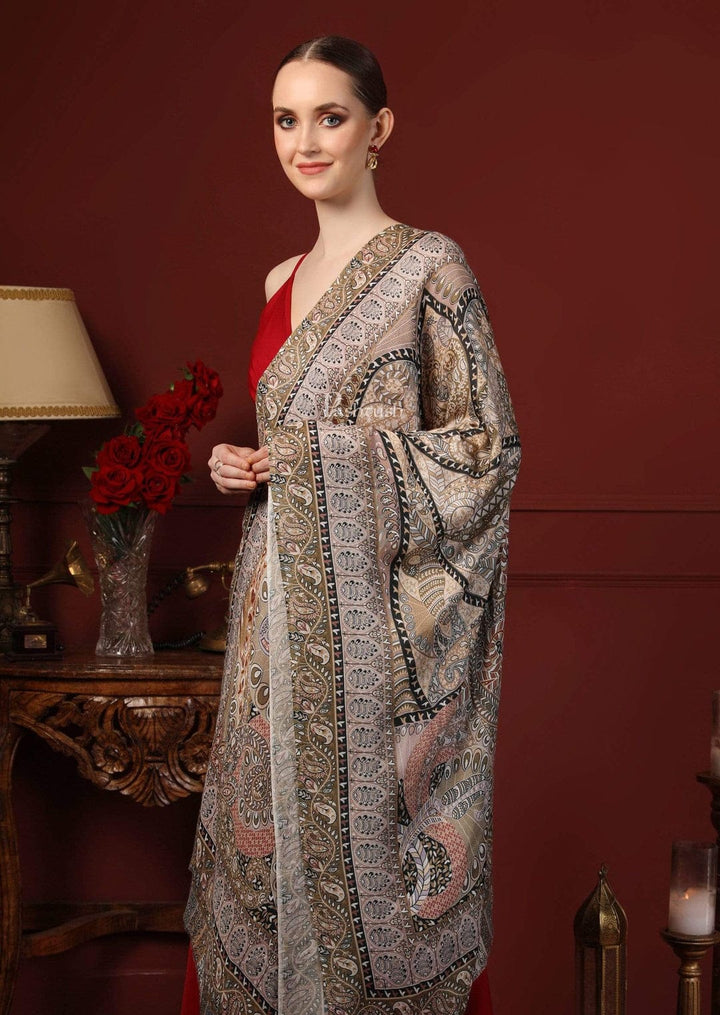 Pashtush India Gift Pack Pashtush His and Her Gift Set of Mens Fine Wool Shawl and Womens Bamboo Stole, Beige and Multicoloured, Packaged in Keepsake Wooden Chester Gift Box
