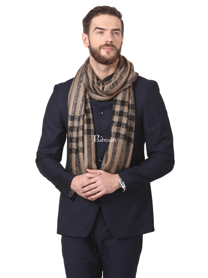 Pashtush India Gift Pack Pashtush His and Her Gift Set of Mens Fine Wool Stole and Womens Bamboo Stole, Black and Multicoloured, Packaged in Keepsake Wooden Chester Gift Box