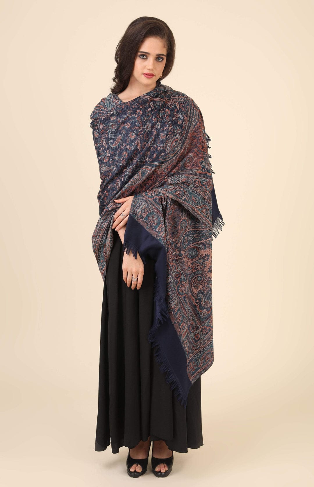 Pashtush India Gift Pack Pashtush His And Her Gift Set of Mens Fine Wool Stole and Womens Jamawar Shawl, Premium Gift Box Packaging, Taupe and Blue