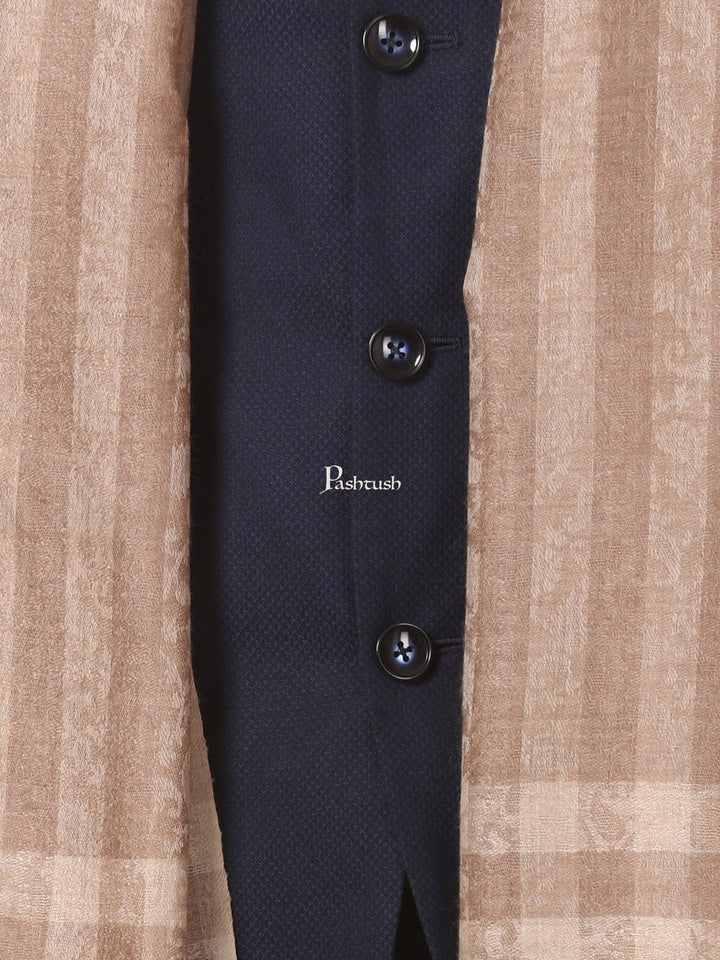 Pashtush India Gift Pack Pashtush His And Her Gift Set of Mens Fine Wool Stole and Womens Jamawar Shawl, Premium Gift Box Packaging, Taupe and Blue