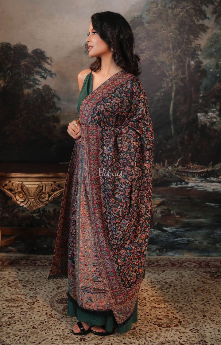 Pashtush India Gift Pack Pashtush His And Her Gift Set of Mens Stole and Womens Shawl, Premium Gift Box Packaging, Black