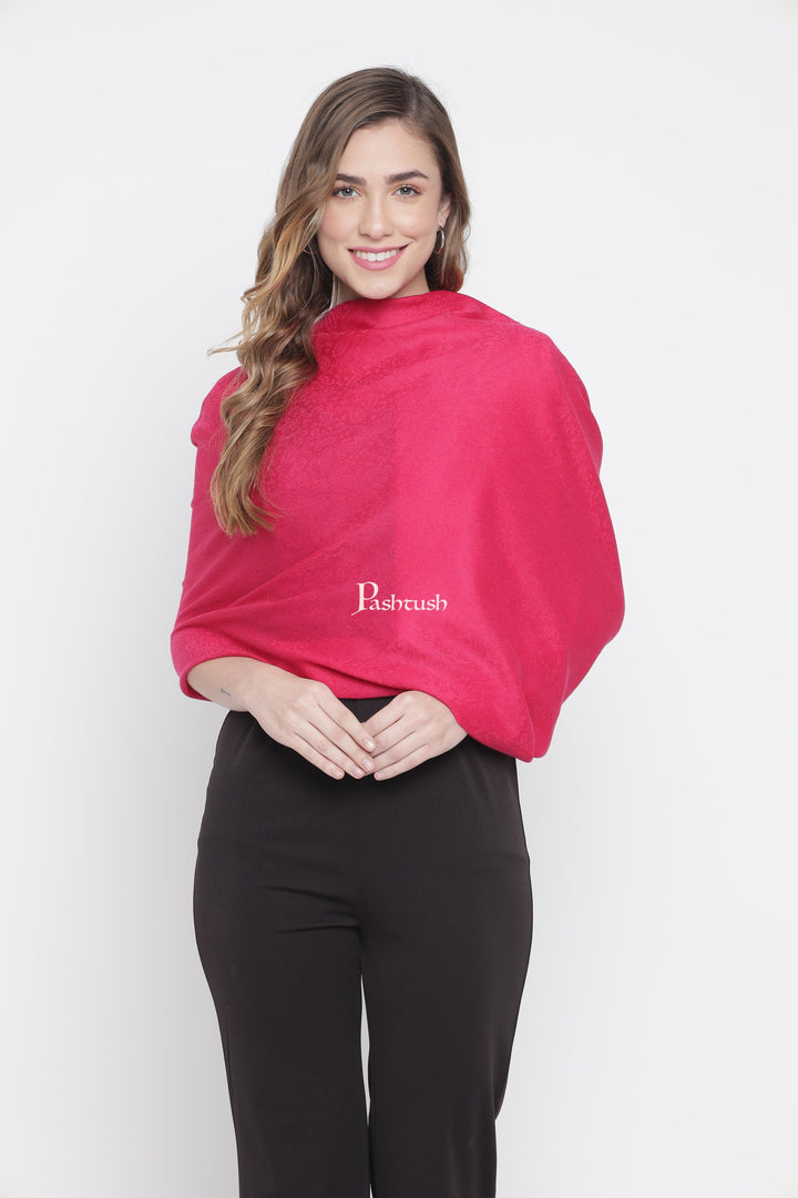 Pashtush India Gift Pack Pashtush His And Her Gift Set Of Reversible Self Design Stoles With Premium Gift Box Packaging, Black and Neon Pink