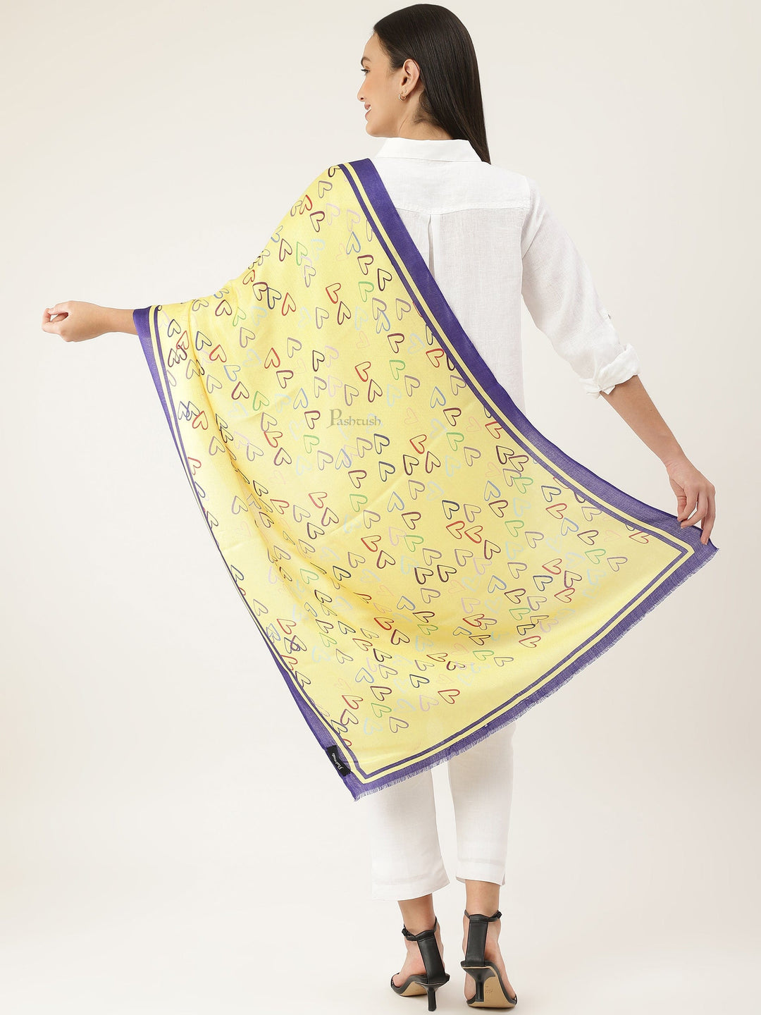 Pashtush India Gift Pack Pashtush His And Her Gift Set Of Self and Bamboo Printed Stoles With Premium Gift Box Packaging, Navy Blue and Multi color