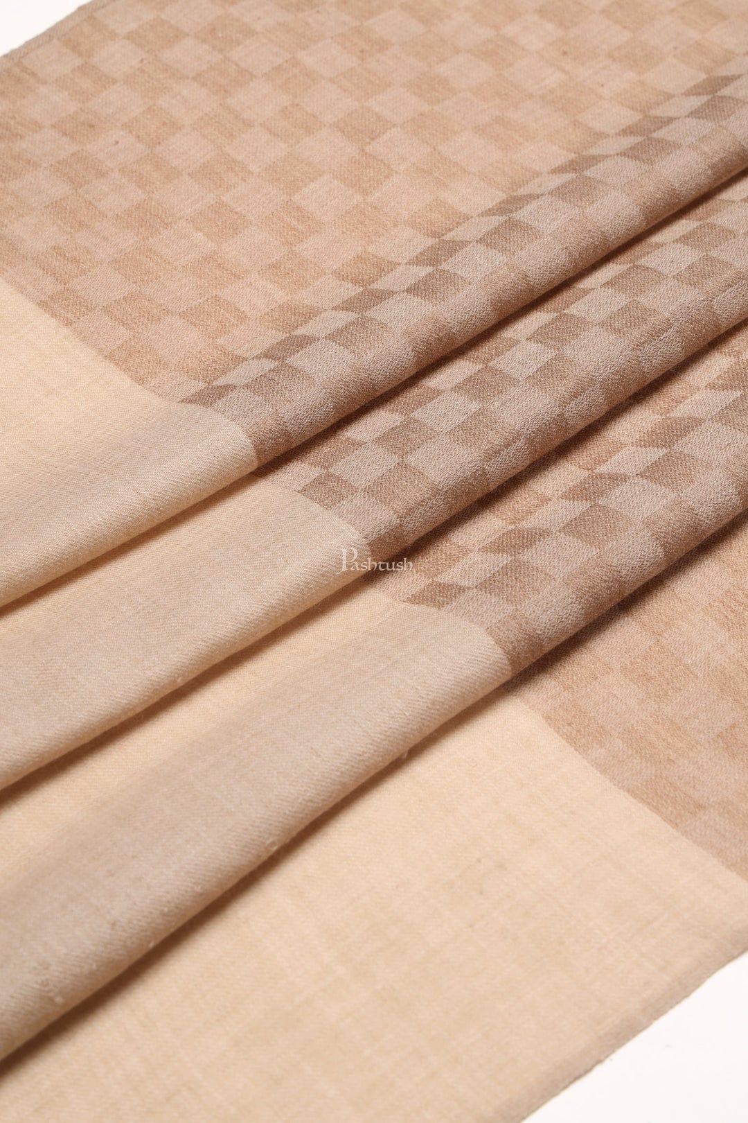 Pashtush India Gift Pack Pashtush His And Her Gift Set Of Self Checkered Stoles With Premium Gift Box Packaging, Beige and Bottle Green